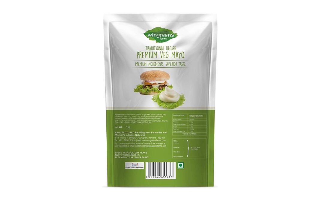 Wingreens Farms Traditional Recipe Premium Veg Mayo   Pack  1 kilogram